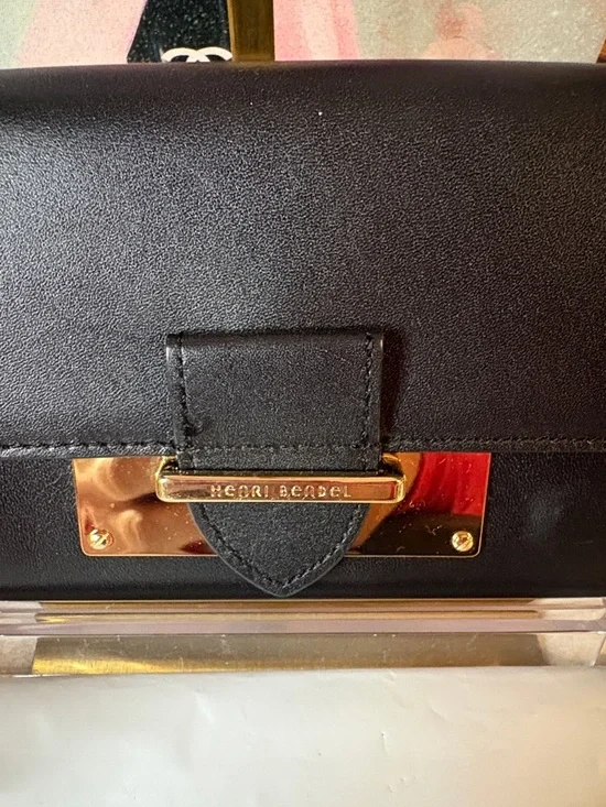 Henri Bendel Black Leather Continental Wallet with Gold Plate Accent - Picture 2 of 9
